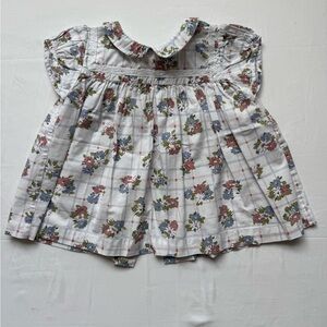 Little cotton clothes girls Floral top with Ruffled Sleeves and Peter Pan collar